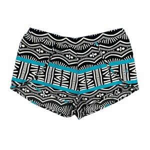 VOLCOM Shorts  Women's S  Swim Coverup Pull-on  Black White & Turquoise Print